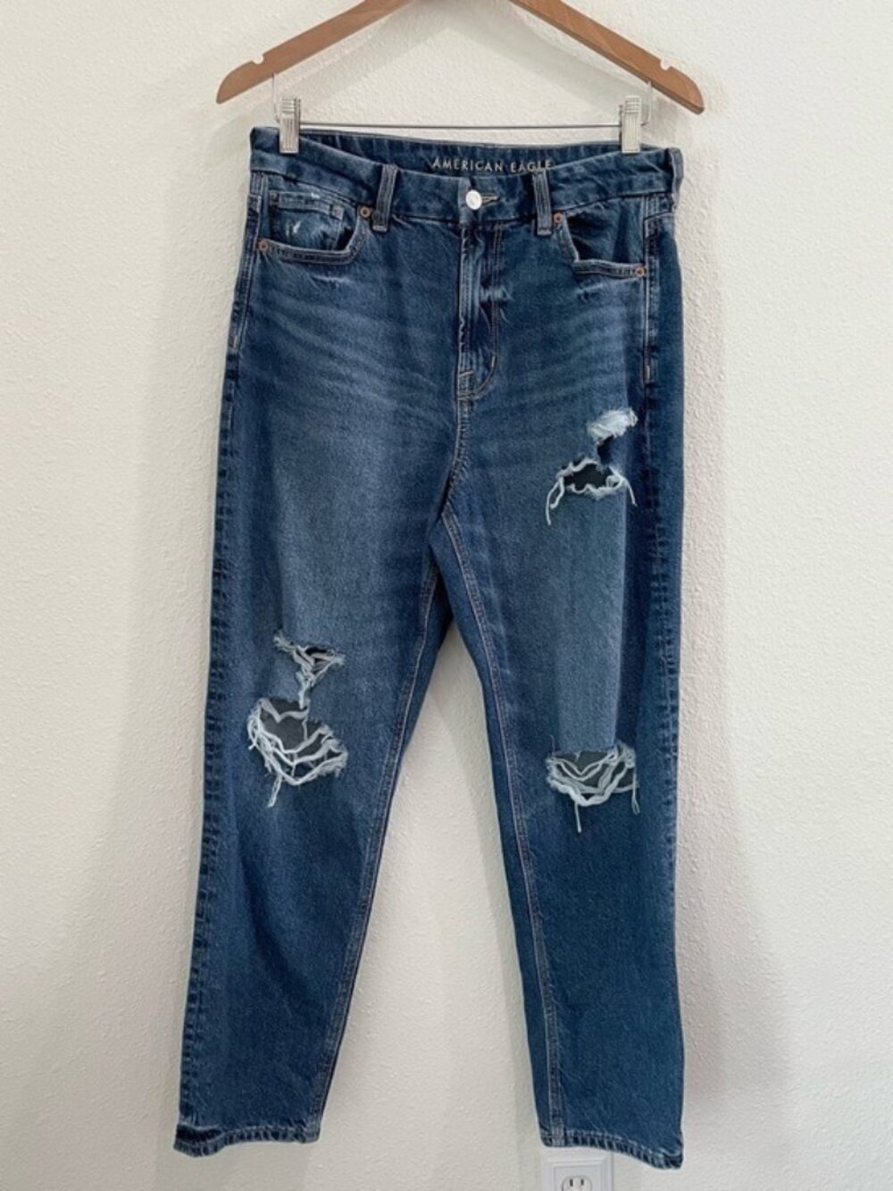American Eagle Curvy Mom Jeans Distressed High Rise 90’s